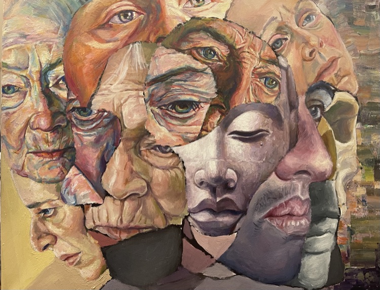 Painting of overlapping faces